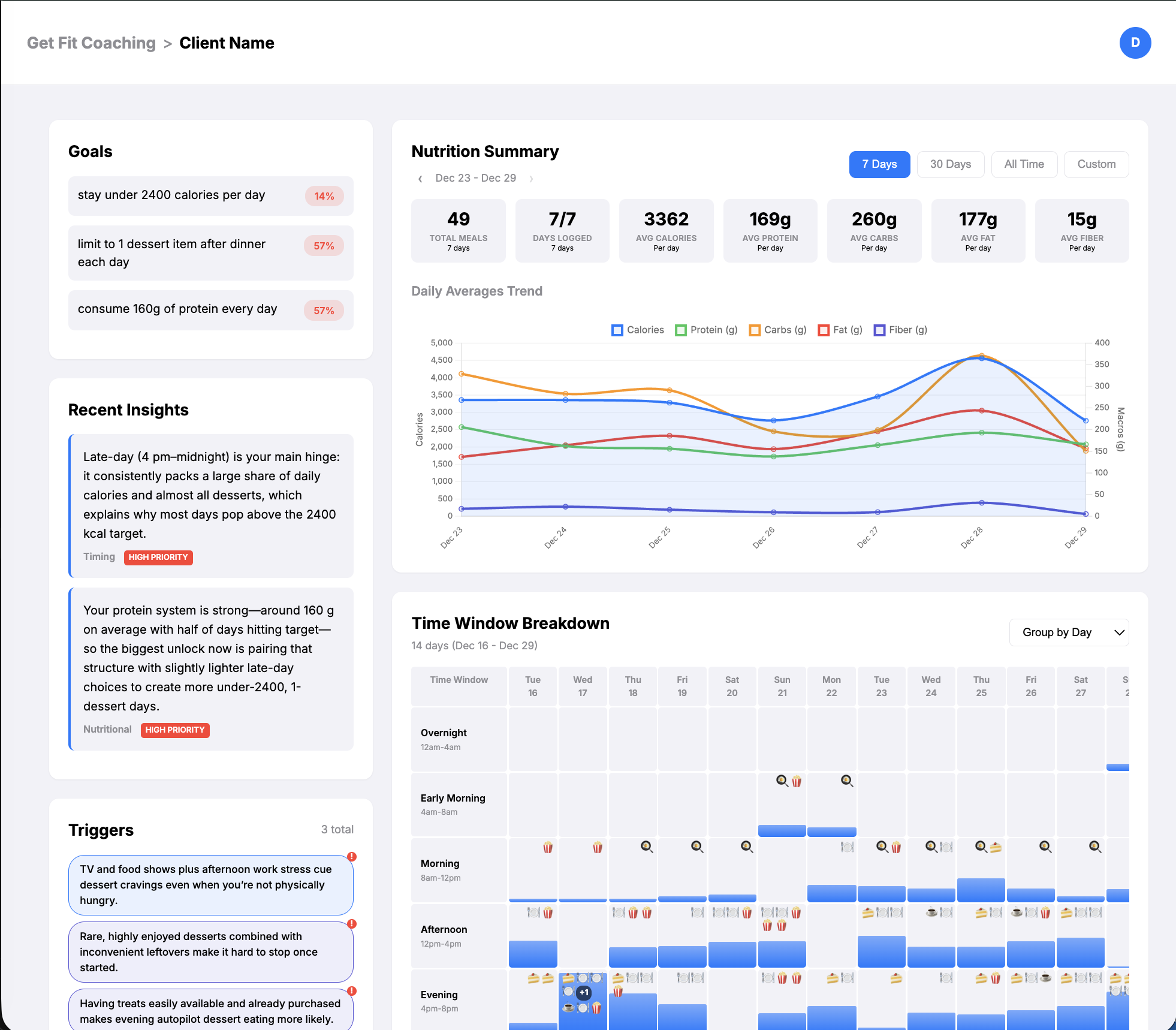 Coach dashboard view 1